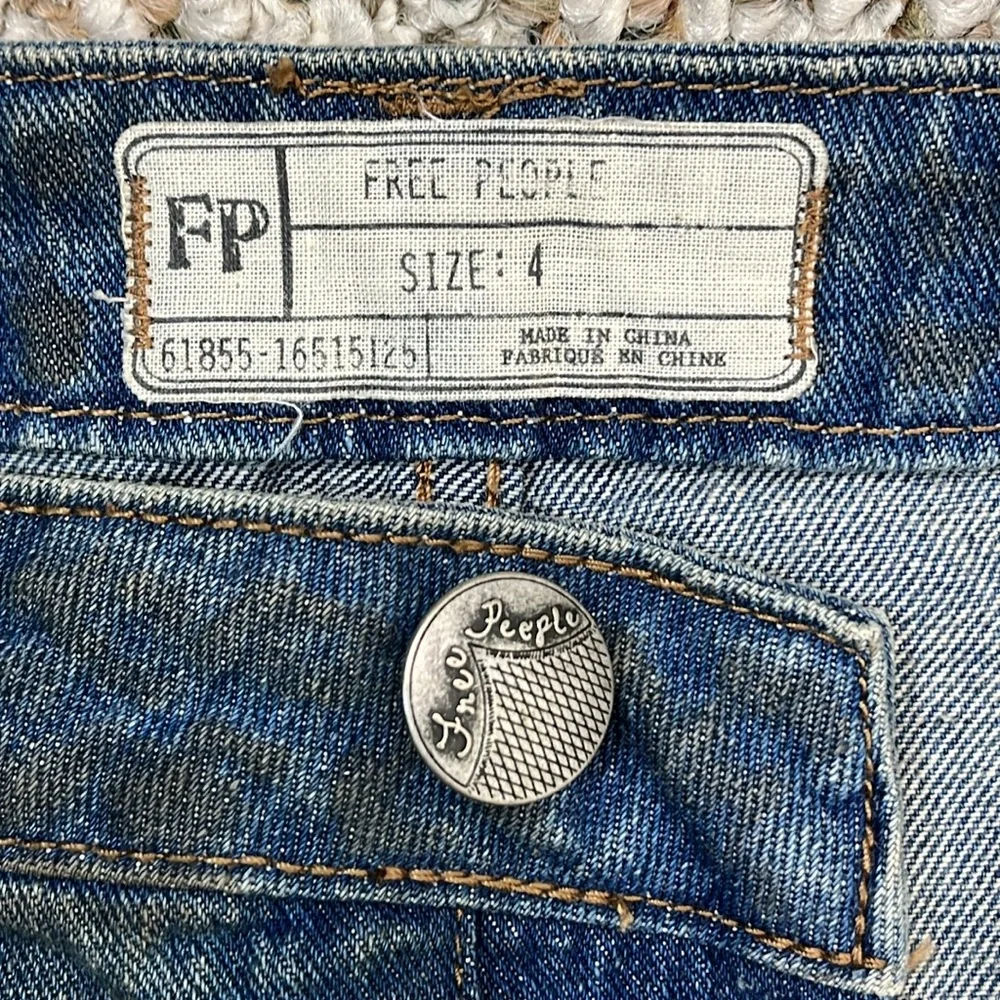 FREE PEOPLE TIRE SWING Handkerchief Hem Jean Mini Skirt Rugged SZ 4 NWT - Picture 11 of 16